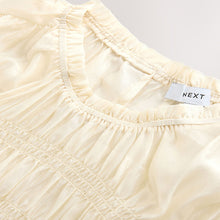 Load image into Gallery viewer, Ecru Sheer Smocked Long Sleeve Top