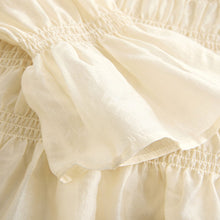 Load image into Gallery viewer, Ecru Sheer Smocked Long Sleeve Top