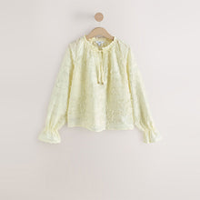 Load image into Gallery viewer, Ecru Linen Blend Tufty Jacquard Long Sleeve Blouse