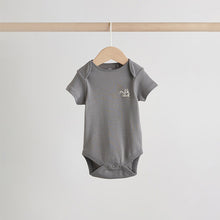 Load image into Gallery viewer, Blue 5 Pack Short Sleeve Baby Bodysuits