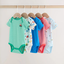 Load image into Gallery viewer, Green Farm 5 Pack Short Sleeve Baby Bodysuits