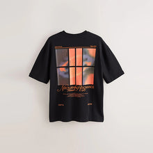 Load image into Gallery viewer, Black Techno Relaxed Fit Graphic Print Heavy Weight T-Shirt