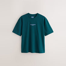 Load image into Gallery viewer, Teal Relaxed Fit Graphic Print Heavy Weight T-Shirt