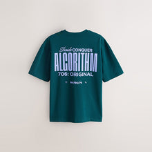 Load image into Gallery viewer, Teal Relaxed Fit Graphic Print Heavy Weight T-Shirt