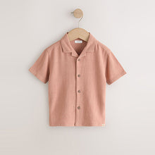 Load image into Gallery viewer, Rust Brown Short Sleeves Linen Blend Revere Collar Shirt (3mths-6yrs)