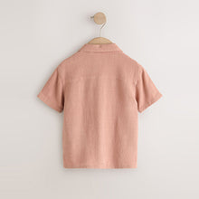 Load image into Gallery viewer, Rust Brown Short Sleeves Linen Blend Revere Collar Shirt (3mths-6yrs)