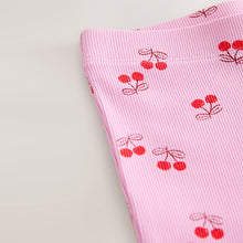 Load image into Gallery viewer, Pink/Red Cherry 1 Pack Rib Flare Leggings (3-12yrs)