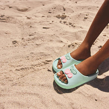 Load image into Gallery viewer, Turquoise Blue Glitter Cherry Sliders