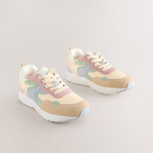 Load image into Gallery viewer, Multi Pastel Standard Fit (F) Lace-Up Colourblock Trainers
