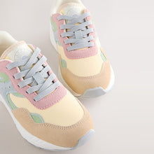 Load image into Gallery viewer, Multi Pastel Standard Fit (F) Lace-Up Colourblock Trainers