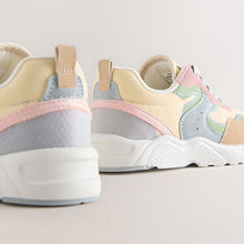 Load image into Gallery viewer, Multi Pastel Standard Fit (F) Lace-Up Colourblock Trainers