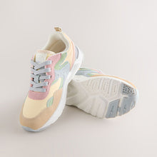 Load image into Gallery viewer, Multi Pastel Standard Fit (F) Lace-Up Colourblock Trainers