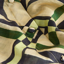Load image into Gallery viewer, Cream/Green Geometric Print Lyocell Blend Collared V-Neck Shirt