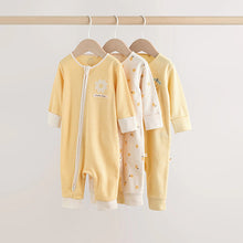 Load image into Gallery viewer, Lemon Yellow Baby Sleepsuits 3 Pack (0mths-2yrs)