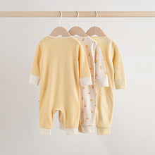 Load image into Gallery viewer, Lemon Yellow Baby Sleepsuits 3 Pack (0mths-2yrs)