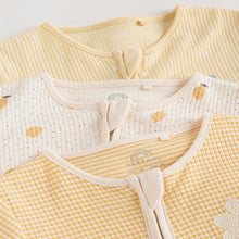 Load image into Gallery viewer, Lemon Yellow Baby Sleepsuits 3 Pack (0mths-2yrs)