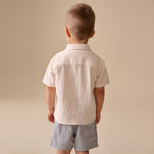 Load image into Gallery viewer, Ecru Sea Life Embroidery Short Sleeve Shirt (6mths-6yrs)