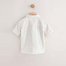 Load image into Gallery viewer, Ecru Sea Life Embroidery Short Sleeve Shirt (6mths-6yrs)