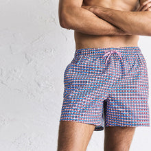 Load image into Gallery viewer, Pink/Blue Geo Print Swim Shorts 5 Inch