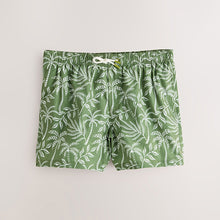 Load image into Gallery viewer, Khaki Green/Ecru Print Swim Shorts 5 Inch