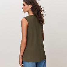 Load image into Gallery viewer, Khaki Green Crosshatch Waistcoat Blazer