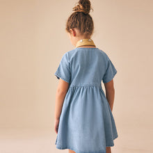 Load image into Gallery viewer, Blue Denim Button Through Short Sleeve Dress (3-10yrs)