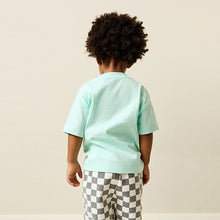 Load image into Gallery viewer, Mint Green Smile Short Sleeve Small Graphic T-Shirt (3mths-6yrs)