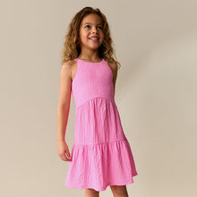 Load image into Gallery viewer, Pink Strappy Crinkle Summer Dress (3-12yrs)