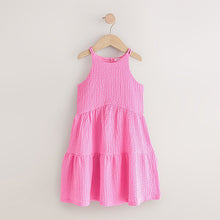 Load image into Gallery viewer, Pink Strappy Crinkle Summer Dress (3-12yrs)