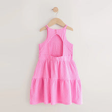 Load image into Gallery viewer, Pink Strappy Crinkle Summer Dress (3-12yrs)