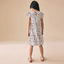 Load image into Gallery viewer, Monochrome Ditsy Angel Sleeve Crinkle Dress (3-12yrs)
