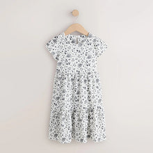 Load image into Gallery viewer, Monochrome Ditsy Angel Sleeve Crinkle Dress (3-12yrs)