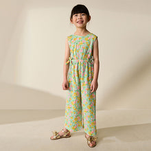 Load image into Gallery viewer, Green Ditsy Crinkle Jersey Jumpsuit (3-12yrs)