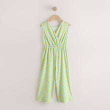 Load image into Gallery viewer, Green Ditsy Crinkle Jersey Jumpsuit (3-12yrs)