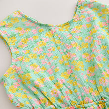 Load image into Gallery viewer, Green Ditsy Crinkle Jersey Jumpsuit (3-12yrs)