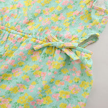 Load image into Gallery viewer, Green Ditsy Crinkle Jersey Jumpsuit (3-12yrs)