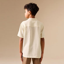 Load image into Gallery viewer, Ecru Short Sleeve Revere Collar Double Cloth Shirt (3-12yrs)