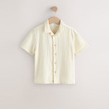Load image into Gallery viewer, Ecru Short Sleeve Revere Collar Double Cloth Shirt (3-12yrs)