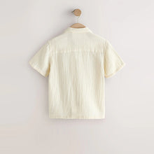Load image into Gallery viewer, Ecru Short Sleeve Revere Collar Double Cloth Shirt (3-12yrs)