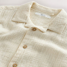 Load image into Gallery viewer, Ecru Short Sleeve Revere Collar Double Cloth Shirt (3-12yrs)