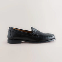 Load image into Gallery viewer, Black Standard Fit Leather Penny Loafers