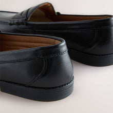 Load image into Gallery viewer, Black Standard Fit Leather Penny Loafers