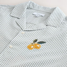 Load image into Gallery viewer, Sage Green Relaxed Fit Embroidered Revere Collar Short Sleeve Shirt