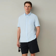 Load image into Gallery viewer, Blue Short Sleeve N.Premium 100% Cotton Regular Fit Oxford Shirt
