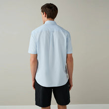 Load image into Gallery viewer, Blue Short Sleeve N.Premium 100% Cotton Regular Fit Oxford Shirt