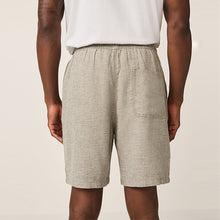 Load image into Gallery viewer, Green Linen Blend Elasticated Waist Shorts