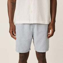 Load image into Gallery viewer, Blue Linen Blend Elasticated Waist Shorts