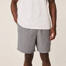 Load image into Gallery viewer, Navy Linen Blend Elasticated Waist Shorts