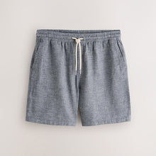 Load image into Gallery viewer, Navy Linen Blend Elasticated Waist Shorts