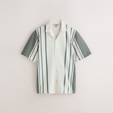 Load image into Gallery viewer, Ecru Sage Green Regular Fit N. Premium Short Sleeve Jersey Stripe Shirt